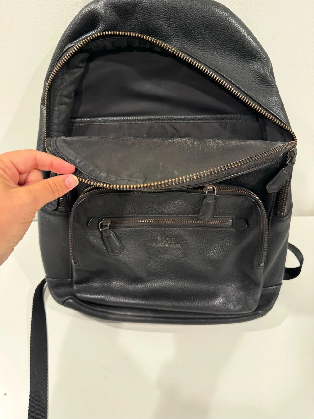 Men’s Polo Ralph Lauren black leather backpack